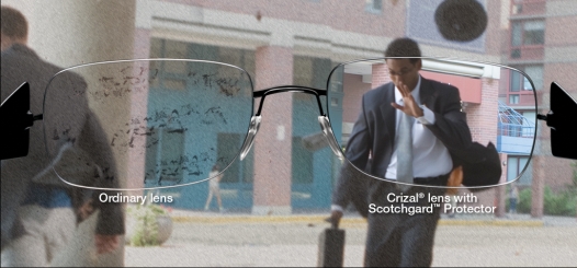 Crizal no-glare lenses keep dust, dirt and smudges off